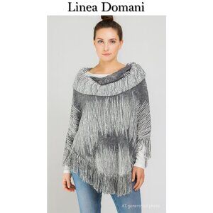 Linea Domani Fringed Cowl Neck Poncho Size Small